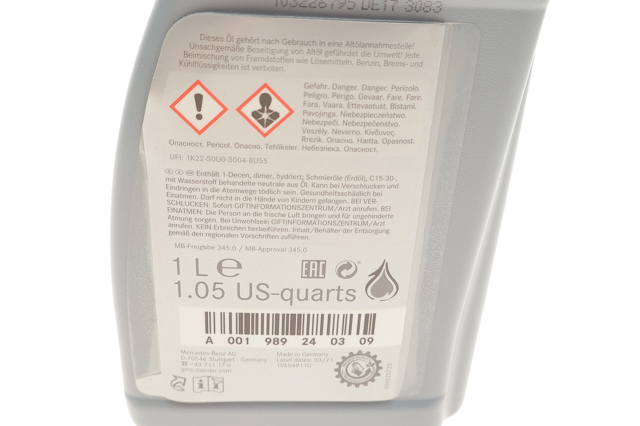 Aceite de dirección hidráulica Mercedes 001989240309 precio, desde 21,87 EUR