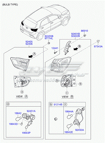 92401H8000 Hyundai/Kia piloto posterior exterior izquierdo