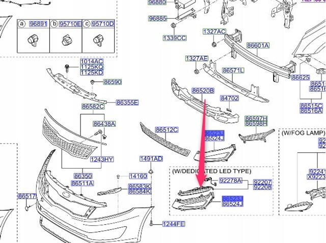 Comprar 865512T020 Hyundai/Kia Rejilla del parachoques delantera izquierda