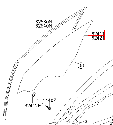 824112T000 Hyundai/Kia luna de puerta delantera izquierda