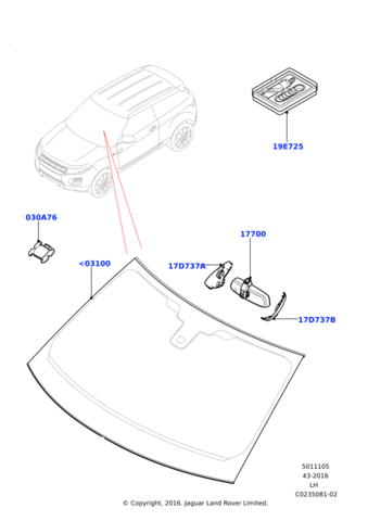Cristal parabrisas Land Rover LR041834 precio, desde 491,23 EUR