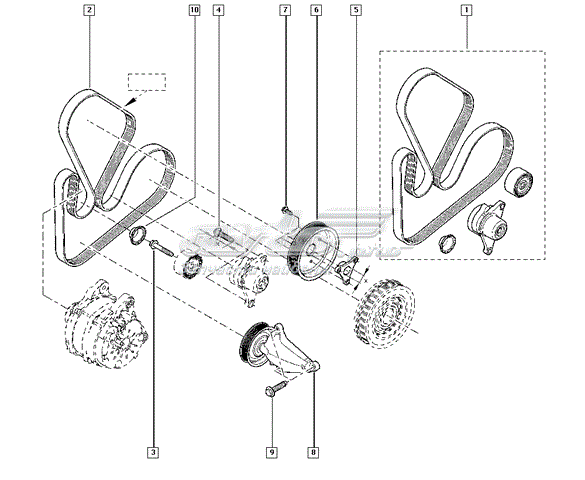 Polea tensora intermedio de correa dentada para Renault Master (EV, HV, UV)