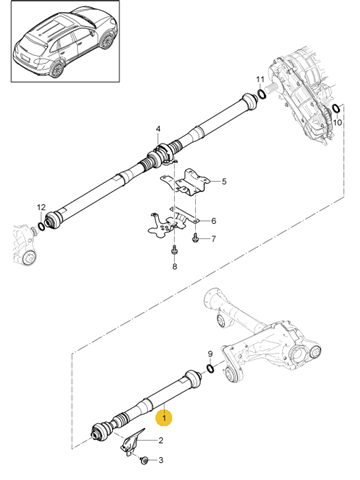 95842101000 Porsche árbol cardán, eje delantero