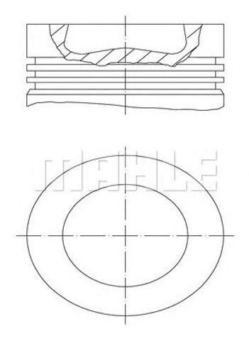 Pistón completo para un cilindro, primera sobremedida (+0,25 mm) Mahle Original 028PI00100001