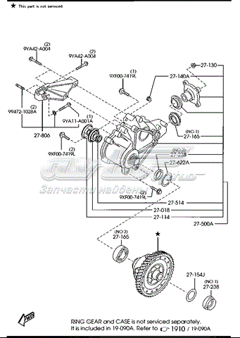Fuelle, Retén, Caja de transferencia, derecho para Mazda CX-9 (TB)