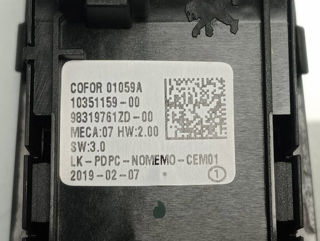 Comprar 98319761ZD Peugeot/Citroen Interruptor de elevalunas delantera izquierda