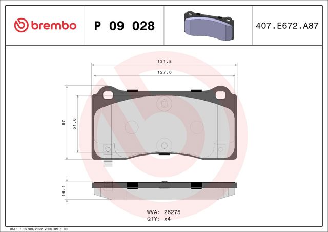 P 09 028 Brembo pastillas de freno delanteras