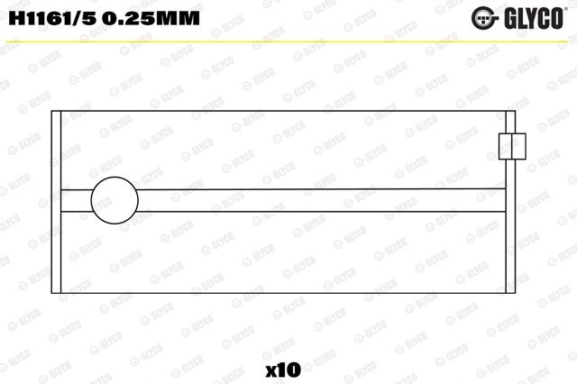 Juego de cojinetes de cigüeñal, cota de reparación (+0,25 mm) H11615025MM Glyco