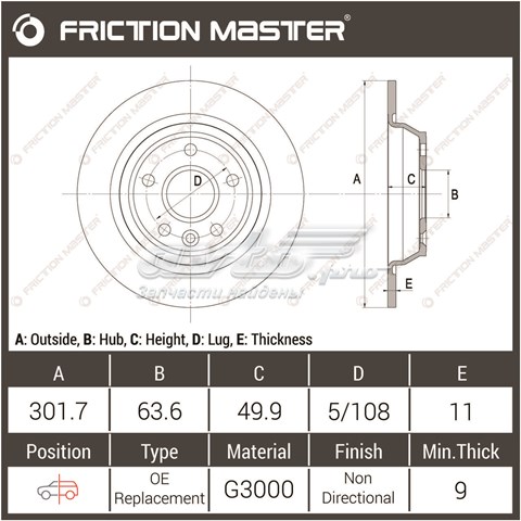 R1832 Friction Master disco de freno trasero