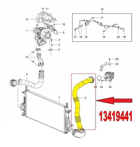 13419441 General Motors Manguera del intercooler