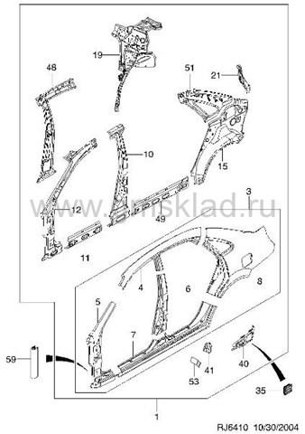 96404741 Opel pilar, carrocería, delantera izquierda