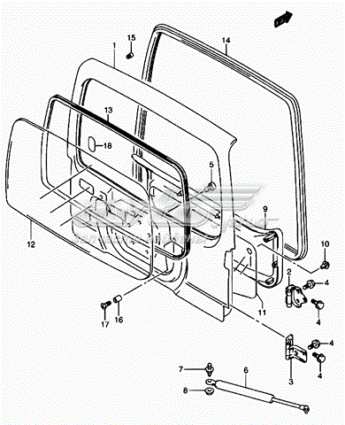 Sello Del Maletero (3/5a Puerta Trasera) para Suzuki Jimny (FJ)