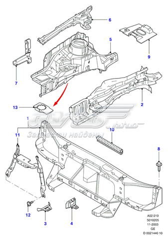 1117462 Ford larguero delantero izquierdo