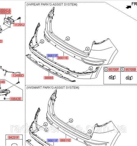 Paragolpes trasero, parte inferior  Hyundai/Kia 86612F1110