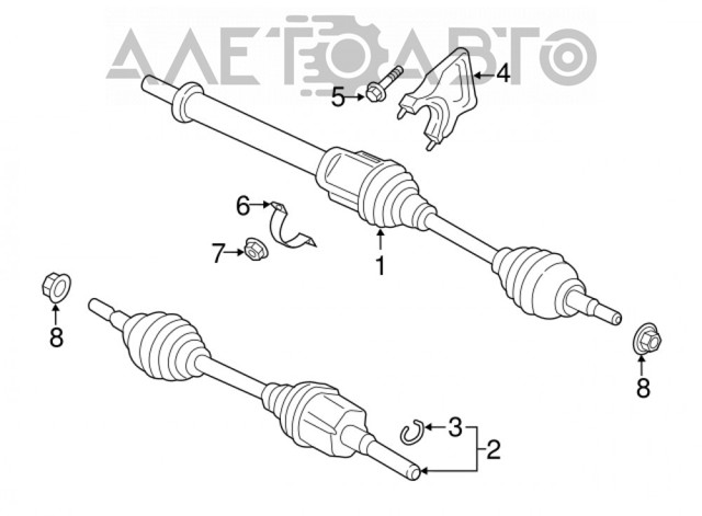 TX1280 Market (OEM) árbol de transmisión delantero derecho