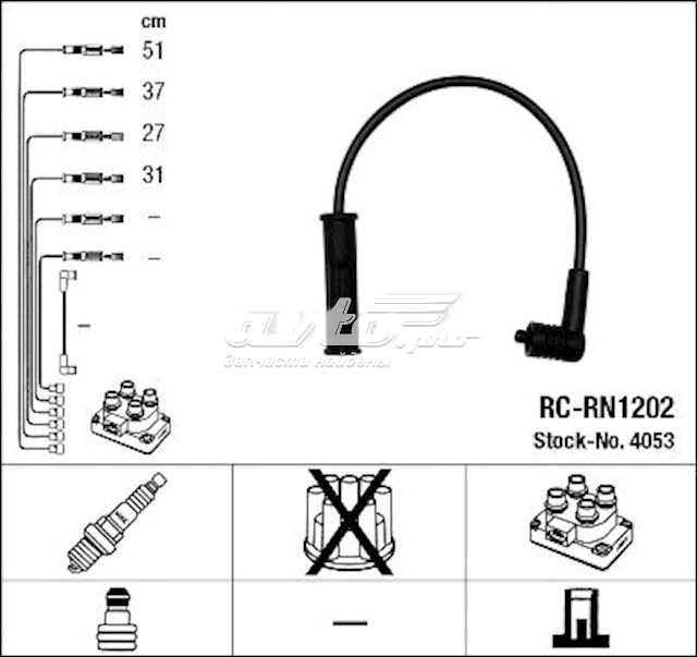 Juego de cables de encendido NGK 4053