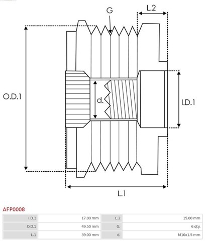 Polea de alternador AS/Auto Storm AFP0008