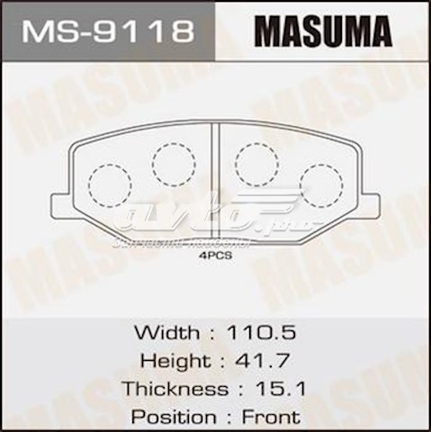 Pastillas de freno delanteras MASUMA MS9118