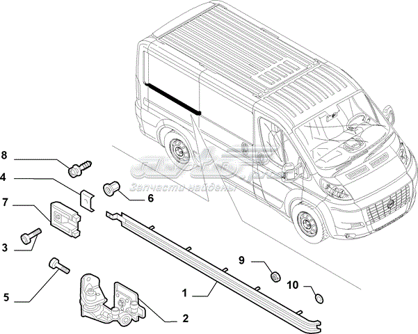 Carril guía de puerta corrediza, central derecho para Citroen Jumper (250)
