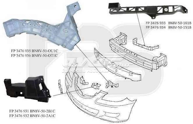 Soporte exterior derecho del parachoques delantero FPS FP3476936 precio, desde 11,80 EUR
