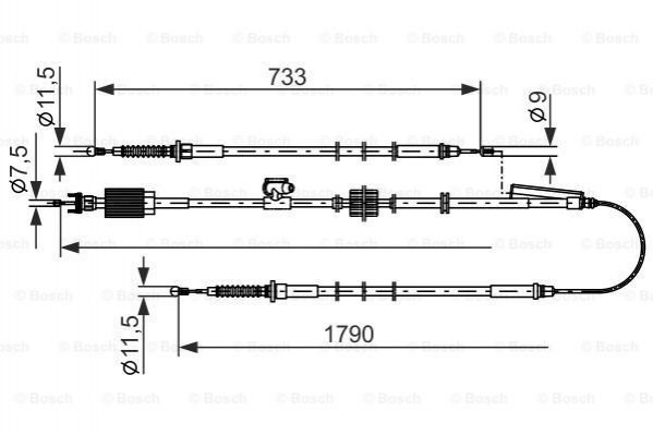 Cable de freno de mano, kit de coche BOSCH 1987482803