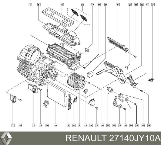 Radiador de calefacción para Renault Koleos (HY0)