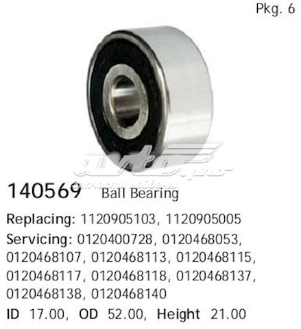 Cojinete, alternador CARGO 140569