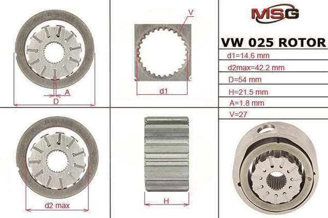 Juego de reparación de bomba de dirección hidráulica MSG VW025ROTOR precio, desde 44,79 EUR