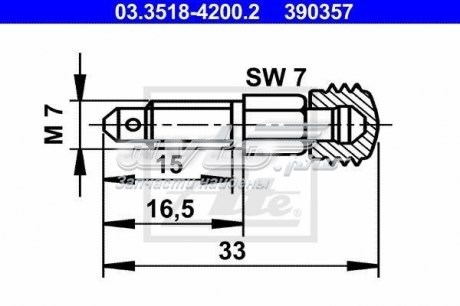 Tornillo/Valvula purga de aire, Pinza de freno Delantero ATE 3351842002