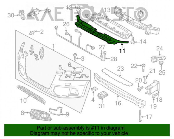 Alerón parachoques delantero central para Audi Q5 (8RB)
