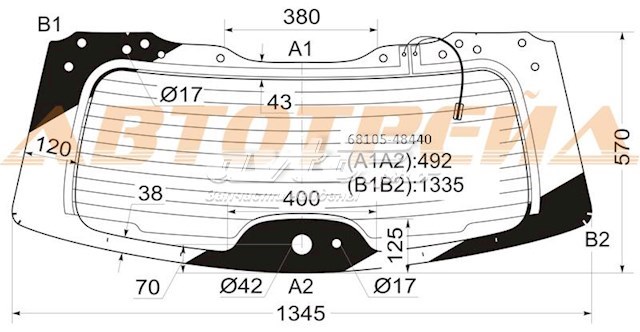 6810548440 Toyota cristales de el maletero(3/5 puertas traseras (trastes)