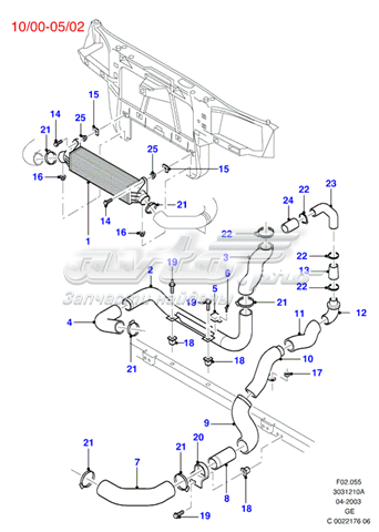 Tubo flexible de aire de sobrealimentación derecho Ford Mondeo 3 (B5Y)