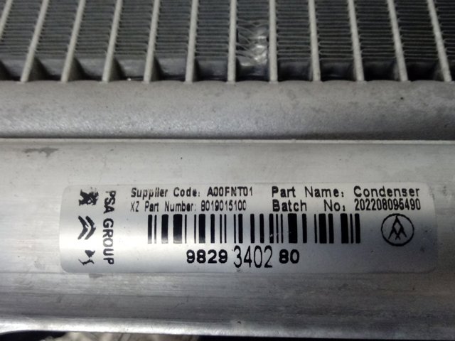 Comprar 9829340280 Peugeot/Citroen Condensador de aire acondicionado