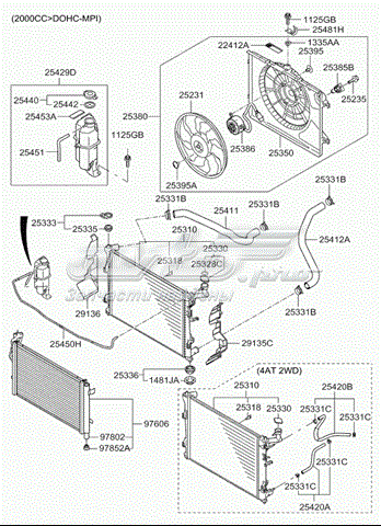 Ventilador, refrigeración del motor HYUNDAI 253501H000