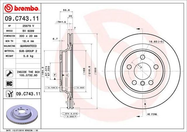 09.C743.11 Brembo disco de freno trasero