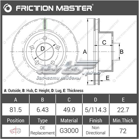 R0112 Friction Master disco de freno delantero