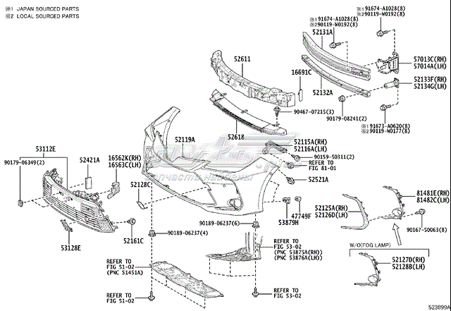 5701402190 Toyota soporte de amplificador de parachoques delantero