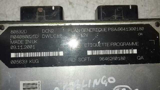 9641390180 Peugeot/Citroen Centralina Del Motor