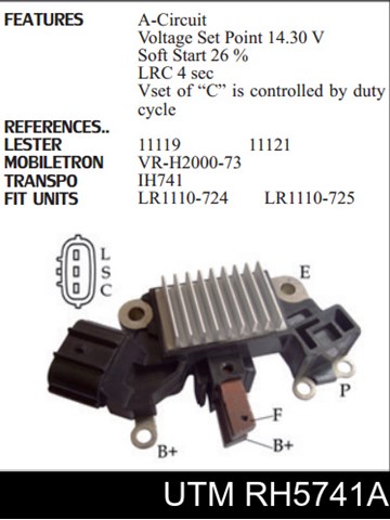 RH5741A UTM regulador de rele del generador (rele de carga)