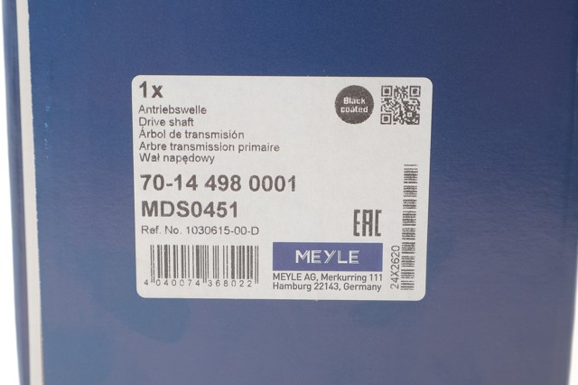 Semieje delantero izquierdo Meyle 70144980001