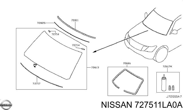 Moldura superior del parabrisas 727251LA0A Nissan/Infiniti
