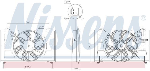 850053 Nissens difusor de radiador, ventilador de refrigeración, condensador del aire acondicionado, completo con motor y rodete