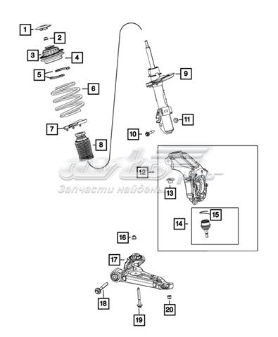 5168752AB Chrysler caperuza protectora/fuelle, amortiguador delantero