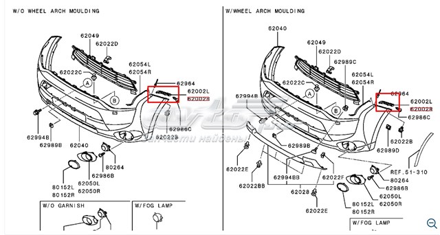 Soporte de paragolpes delantero derecho Mitsubishi Outlander (GG, GF)