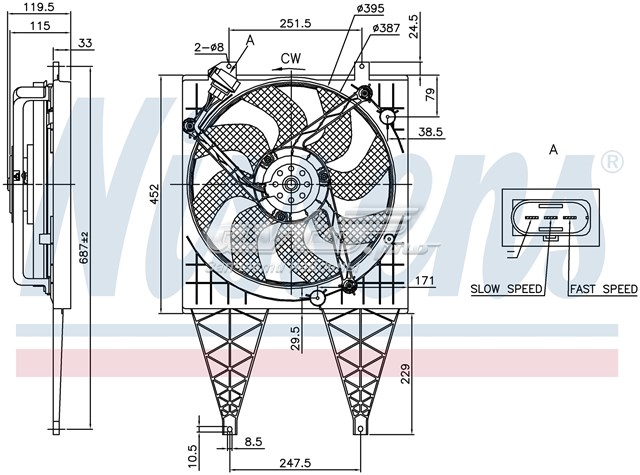 Ventilador (rodete +motor) aire acondicionado con electromotor completo NISSENS 85797