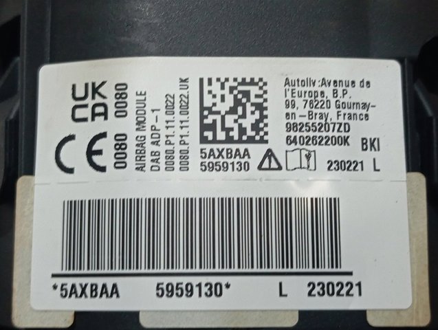 Airbag de volante 98255207ZD Peugeot/Citroen