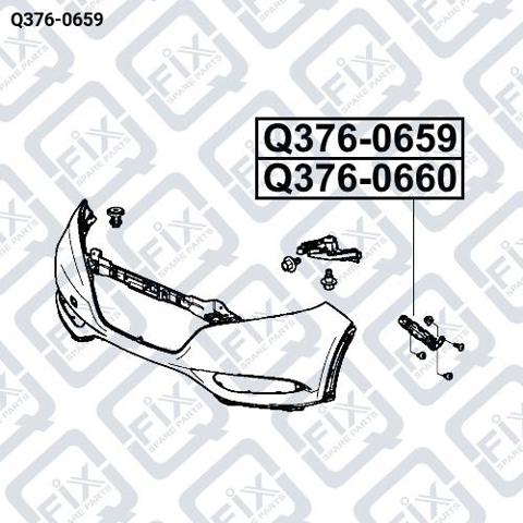 Q376-0659 Q-fix soporte de guía para parachoques delantero, izquierdo