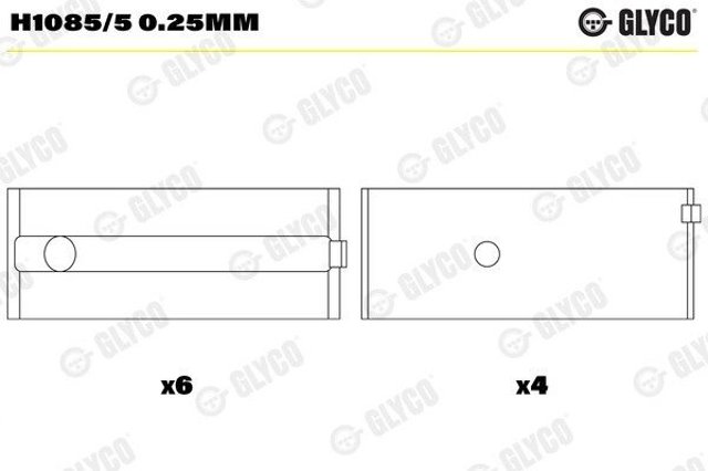 Juego de cojinetes de cigüeñal, cota de reparación (+0,25 mm) Glyco H10855025MM