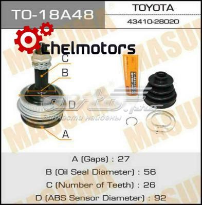 TO18A48 Masuma junta homocinética exterior delantera