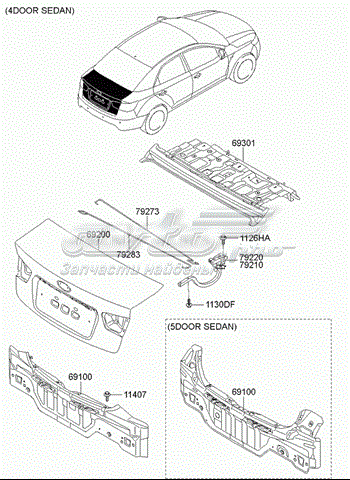 691001M010 Hyundai/Kia panel del maletero trasero